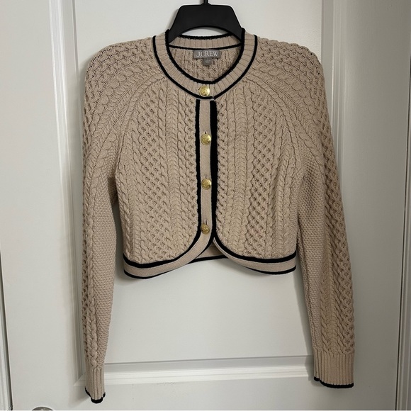 NWOT J. Crew Cropped Cable Knit Sweater Lady Jacket Size Small - Picture 4 of 9